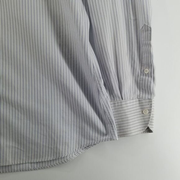 🎁5/$25 G2000 Shirt Men's 15 1/2 33 1/2 Long Sleeve Button Up Blue White Strips - Picture 3 of 12